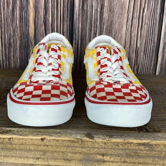 Kids Vans Shoes Red, Yellow & Blue Checks- Size 2 - Picture 2 of 12